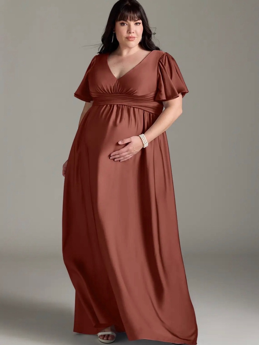 Azazie Verna A-Line Bridesmaid Auburn Plus Size Maternity Dress (A26)